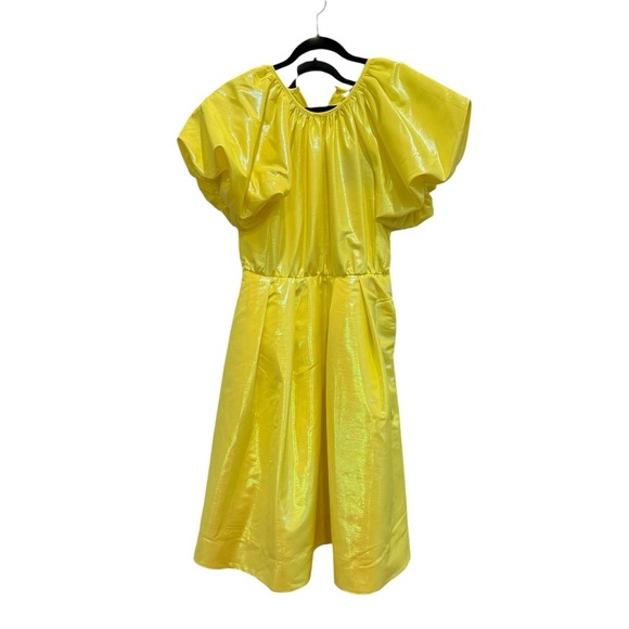 Christopher John Rogers Puff Sleeve Tie Waist Volume Dress Size Medium - Picture 4 of 7